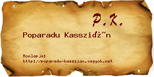 Poparadu Kasszián névjegykártya